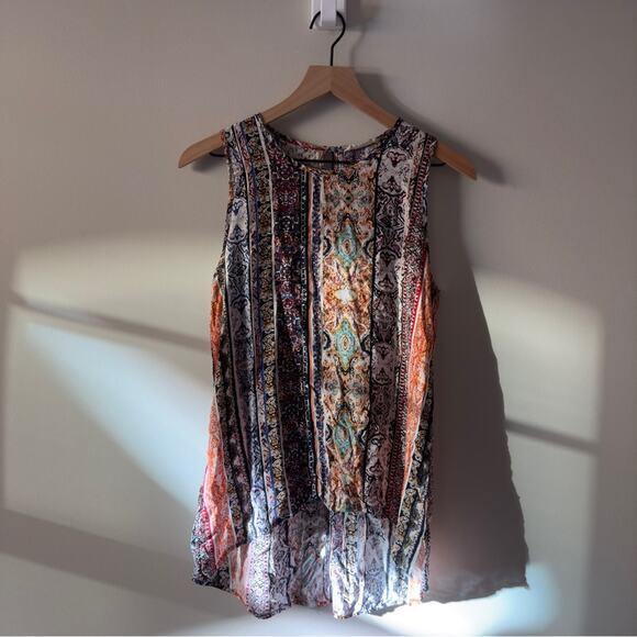 Anthropologie Sophie Rue Bohemian Tank Top High Low Hem Button Keyhole Back boho - Picture 1 of 9